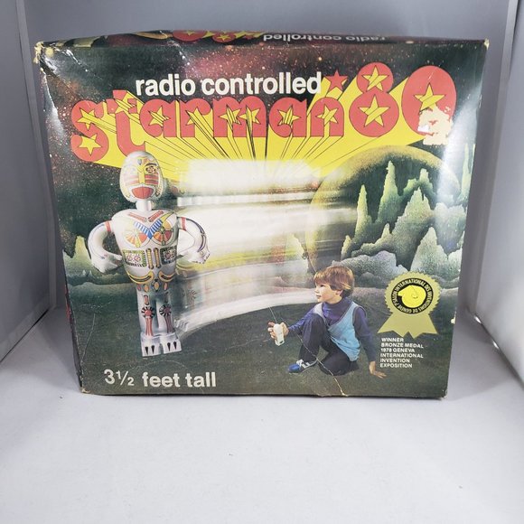 Vintage Starman 80 Inflatable Robot Radio Controlled Toy 1970's Tested In Box - Picture 1 of 16